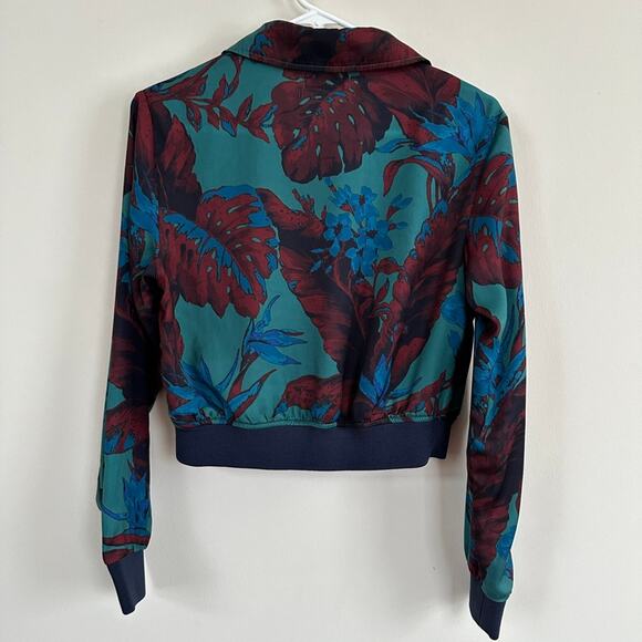 Urban Outfitters Windbreaker Jacket Womens SMALL Retro Cropped Full Zip Floral - Picture 7 of 13